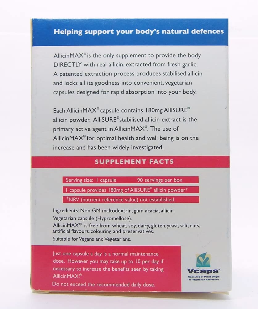 Close-up of ALLICINMAX Allicin Max capsules