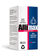 Allimax 180mg 180 capsules bottle with new packaging label