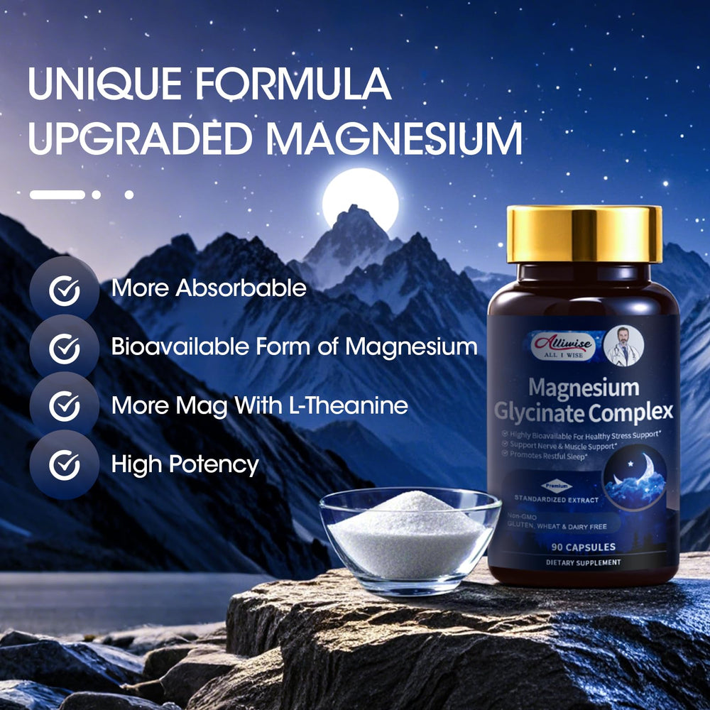 Sleep-support imagery for Alliwise Magnesium Glycinate Complex