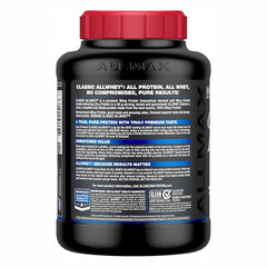 Allmax AllWhey Classic Vanilla 5lb label detail highlights product quality and kosher status