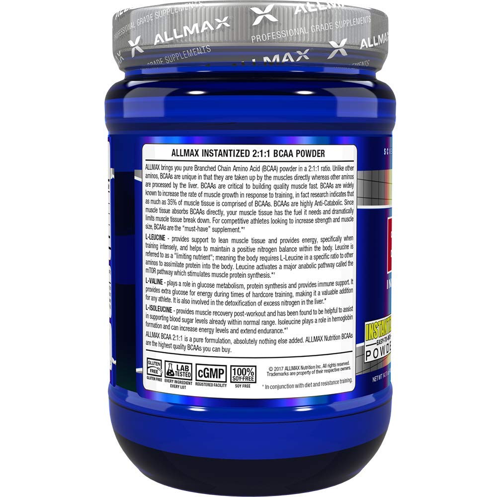 AllMAX BCAA 2:1:1 powder with scoop