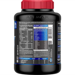 Allmax Classic ALLWHEY scoop-lock technology image shows scoop secured at top for mess-free use