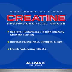 Close-up of ALLMAX Essentials Creatine 1000 g label