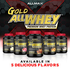 ALLMAX Gold ALLWHEY Chocolate nutrition facts label emphasizes protein per serving.