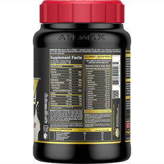ALLMAX Gold ALLWHEY Cookies and Cream label close-up for gluten-free low-carb details