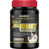 ALLMAX Gold ALLWHEY Cookies and Cream tub front for post-workout recovery