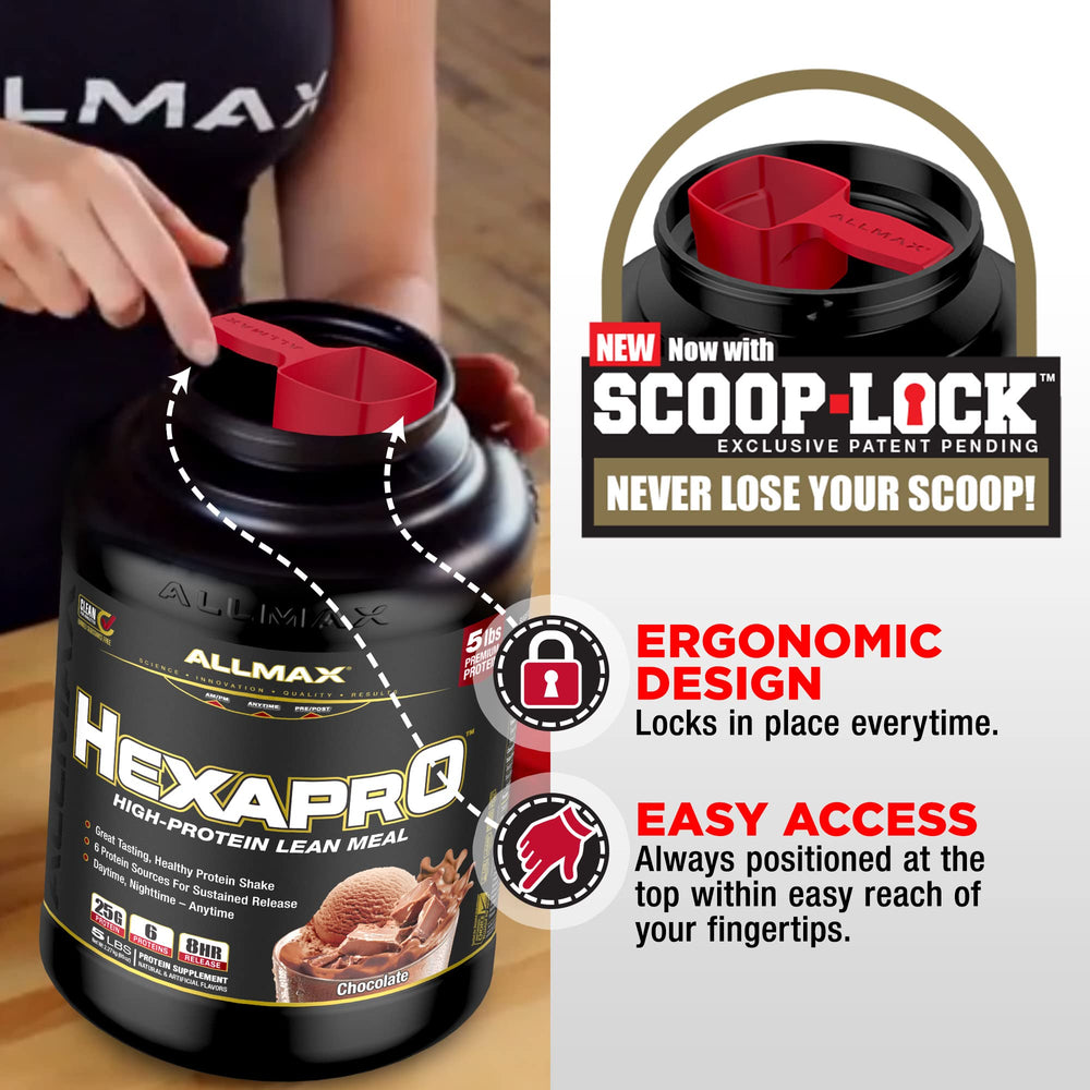 Allmax HEXAPRO Cookies & Cream milkshake in glass signals creamy, sugar-free flavor.