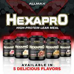 Allmax HEXAPRO Cookies & Cream nutrition label close-up emphasizes zero sugar.