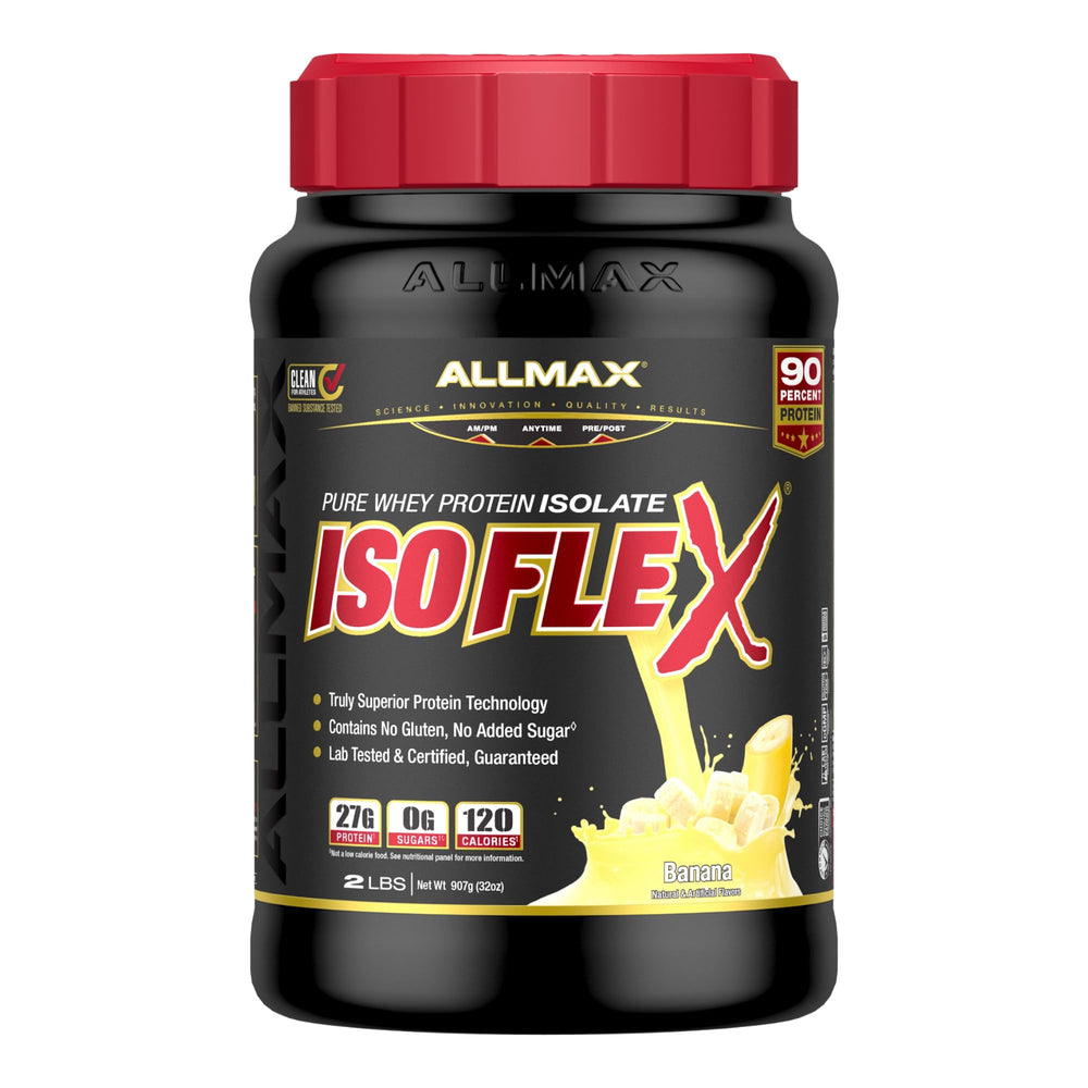 ALLMAX ISOFLEX Banana Whey Protein Isolate 2 lb tub - front view