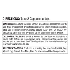 Nutrition facts panel for ALLMAX Lion's Mane 60 veggie capsules