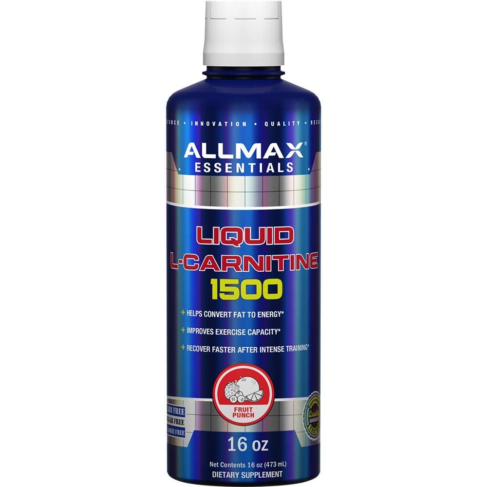 ALLMAX Liquid L-Carnitine 1500 + Vitamin B5 Fruit Punch bottle front