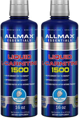 AllMax Liquid L-Carnitine 1500 blue raspberry bottle for convenient pre-workout support