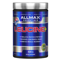 ALLMAX Leucine 5000 mg bottle viewed from the side