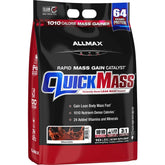 ALLMAX QUICKMASS chocolate serving scoop shows convenient measurement for steady protein intake