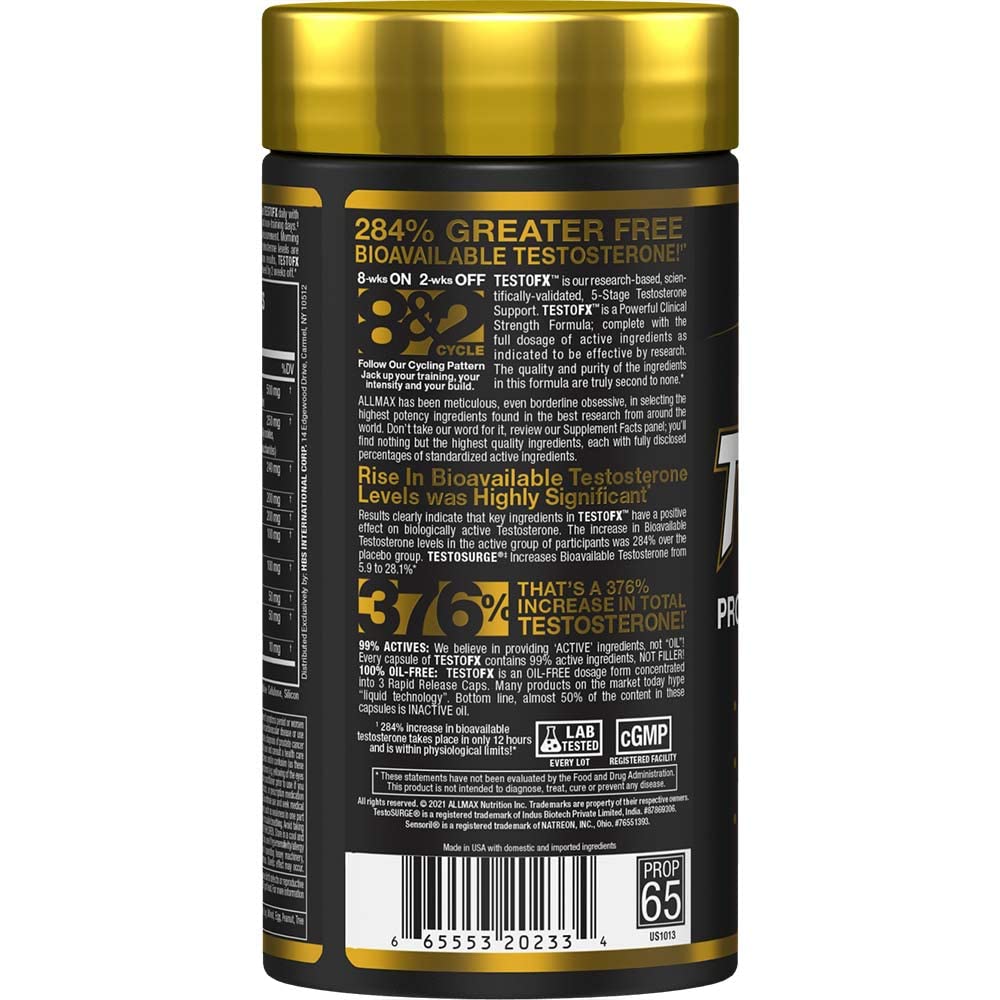 Allmax TestOFx capsules for strength and energy support.