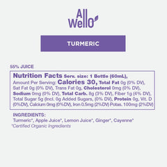 Close-up of ingredients: ginger, lemon, apple juice, cayenne