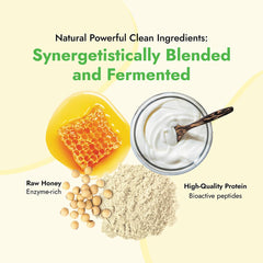 Almased nutrition label highlights vitamins and minerals for daily support.