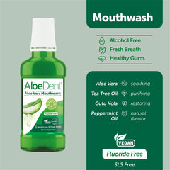 Minty splash of Aloe Dent mouthwash