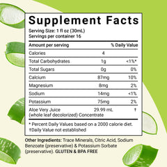 Aloe Life Whole Leaf Aloe Vera Juice 16 oz bottle – back label