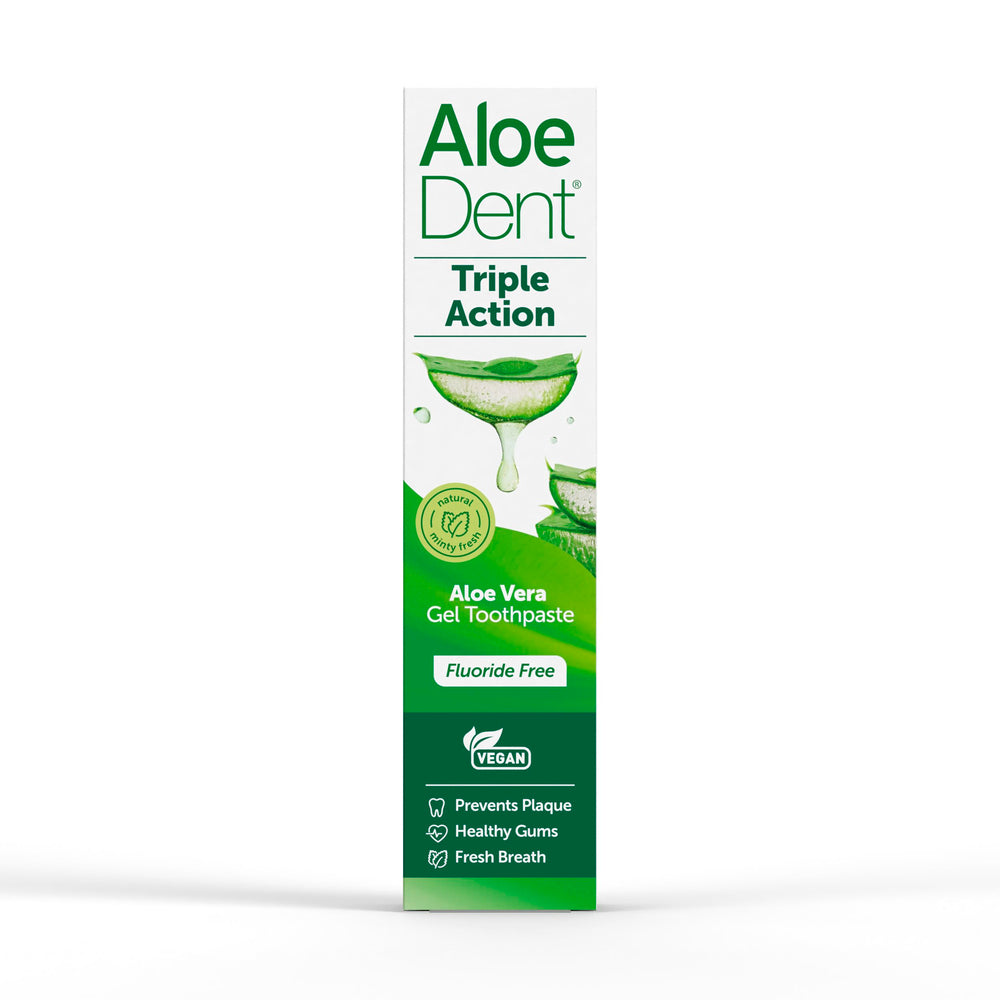 Front view of AloeDent packaging