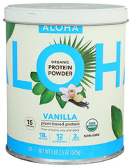 Front view of ALOHA Organic Plant-Based Protein Powder Vanilla 525g package