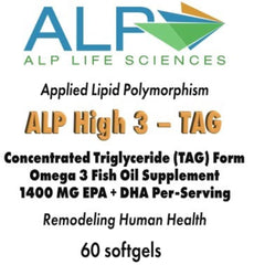 Ingredients and nutritional panel of ALP High-3 TAG fish oil