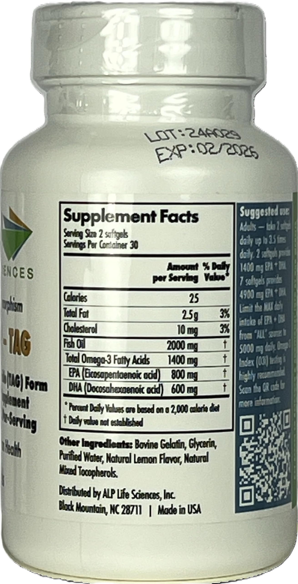 Lemon-flavored ALP High-3 TAG Omega-3 fish oil bottle