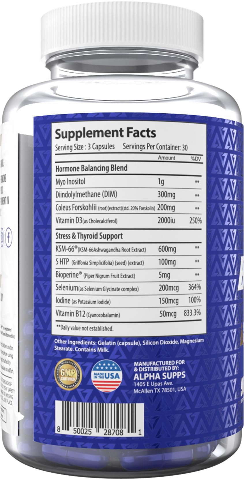 KSM-66 and Bioperine branding on packaging