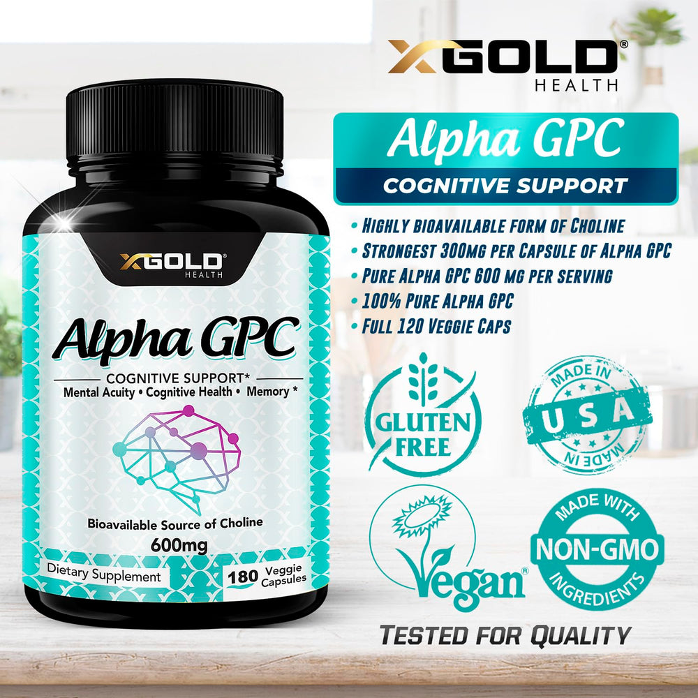 Brain health nootropic supplement featuring Alpha GPC 600mg
