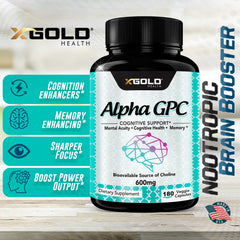 180 count vegan capsules packaging for Alpha GPC Choline