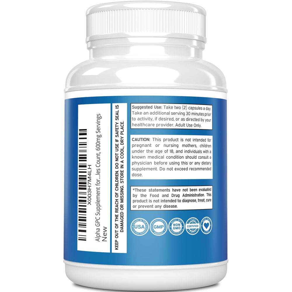 Supplement facts panel for Alpha GPC Choline Capsules