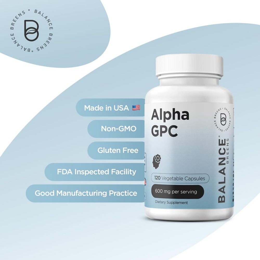 Alpha GPC Choline supplement bottle back label