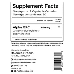 Product packaging display for Alpha GPC Choline supplement