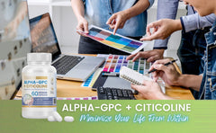 Graphic indicating Alpha GPC purity at 99%+