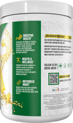 Scoop of pineapple-flavored greens powder