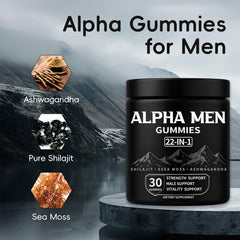 Nutrition facts panel for Alpha Gummies for Men