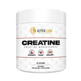 ALPHA LION Creatine Monohydrate Powder tub showing 60 servings