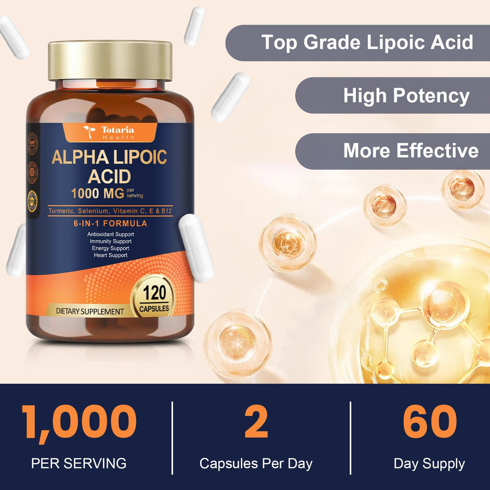 Energy metabolism concept with Alpha Lipoic Acid 1000mg