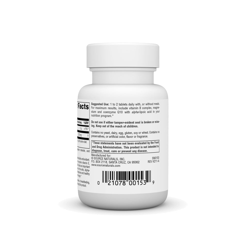 Bottle of Alpha Lipoic Acid 100mg by Source Naturals with 30 tablets