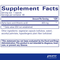 Back of bottle with supplement facts
