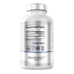 Supplement facts panel for Alpha Lipoic Acid 600mg