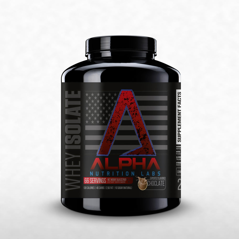 Alpha Nutrition Labs Whey Isolate Protein Powder Chocolate canister
