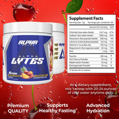 Alpha Supps Alpha Lytes tub and spoon highlighting convenient on-the-go hydration