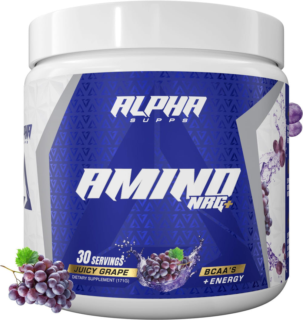 Amino NRG+ BCAA energy powder scoop in Juicy Grape flavor