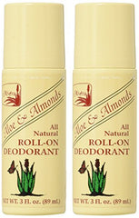 Alvera roll-on deodorant Aloe and Almonds 2-pack packaging highlights value and convenience for on-the-go protection