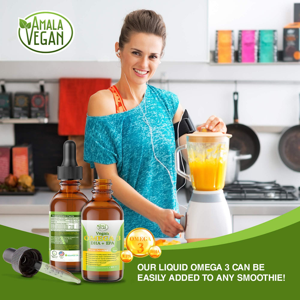 Close-up of Amala Vegan Omega-3 label