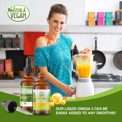 Close-up of Amala Vegan Omega-3 label