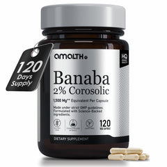 AMALTH Banaba Leaf Extract capsules bottle – 500 mg, 2% corosolic acid, vegan
