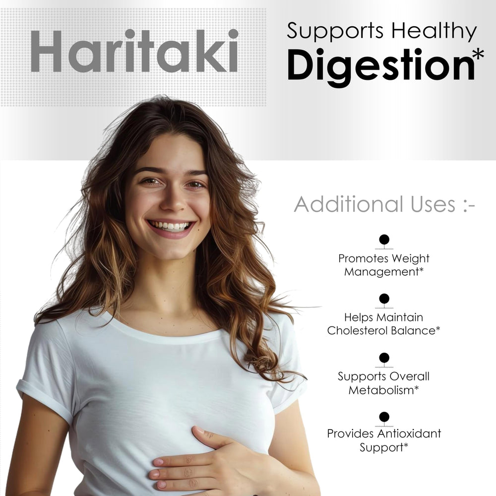 Graphic highlighting digestive support from Haritaki