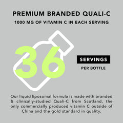 6oz bottle of Amandean liposomal vitamin C with dosing